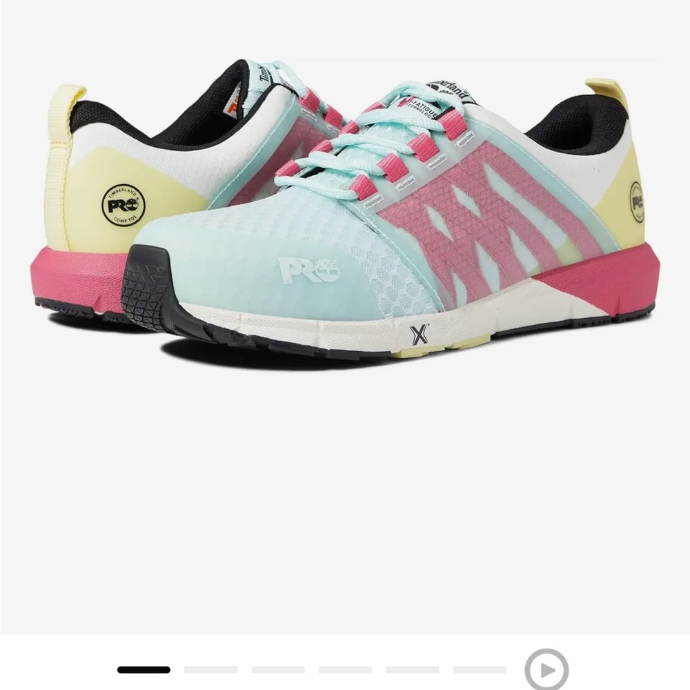 Timberland PRO Radius Composite Toe Sneakers Sea/Pink/Yellow, Women's 6 1/2 W